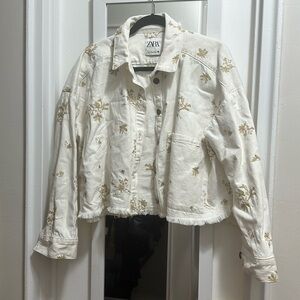 Zara White Denim Jacket